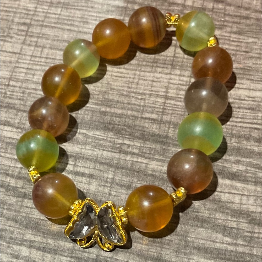 Elegant Multicolor Candy Fluorite Hand Crafted Crystal Bracelet